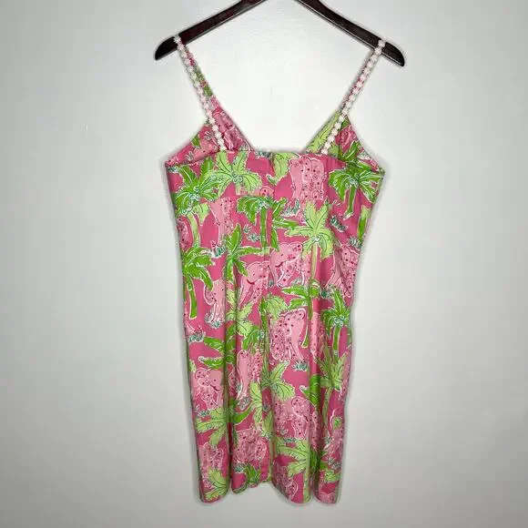 Vintage Lilly Pulitzer Sleeveless Mini Dress Women 8 Pink Elephant Print - Picture 8 of 8
